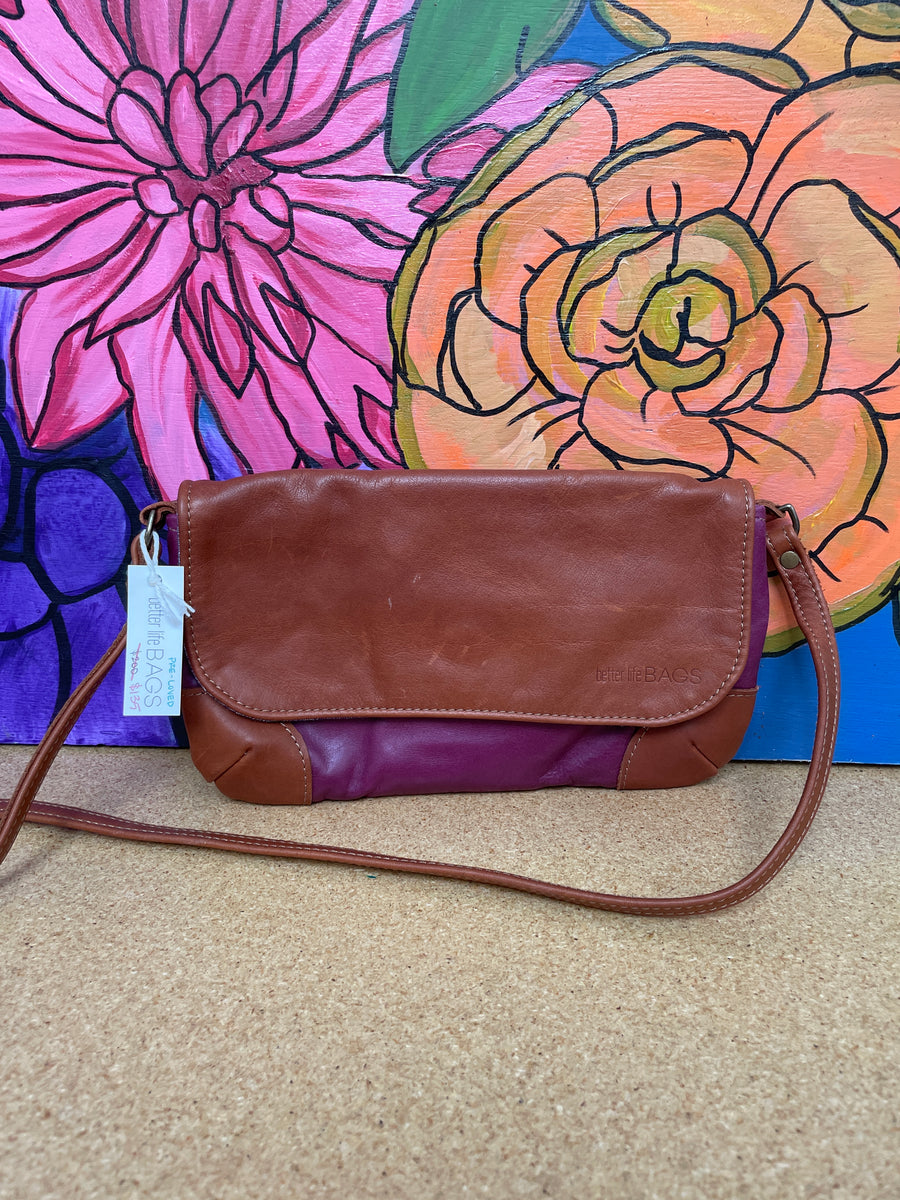 Alicia- Preloved Maroon and Brown Leather